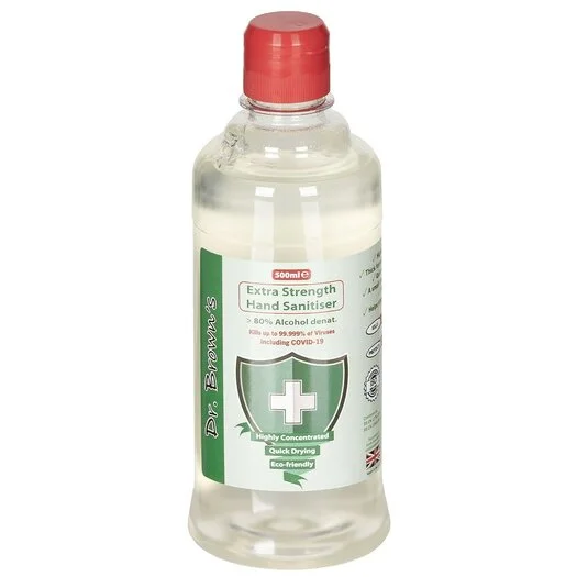 Dr. Brown’s Gel désinfectant pour les mains 500 ml, 80% d’alcool