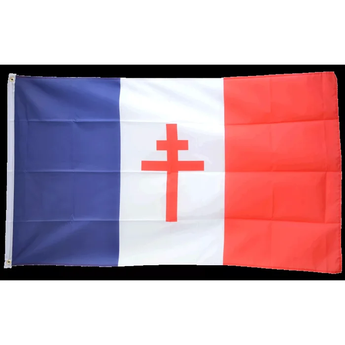 Drapeau France libre avec Croix de lorraine 150 cm x 90 cm