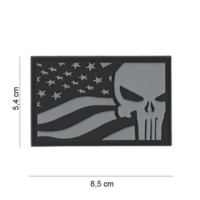 Écusson 3D PUNISHER Drapeau USA Gris PVC Velcro