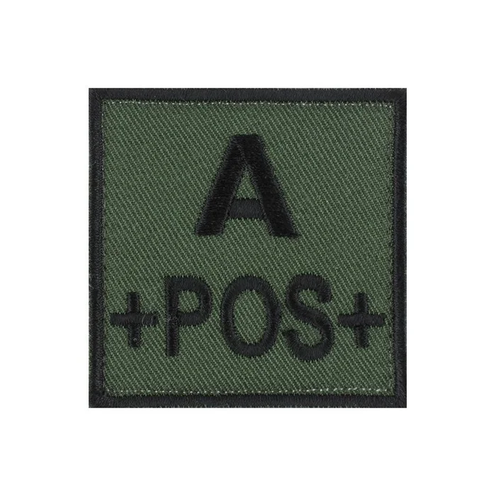 ECUSSON SOIE GROUPE SANGUIN A+POS+ NOIR SUR VERT ARMEE