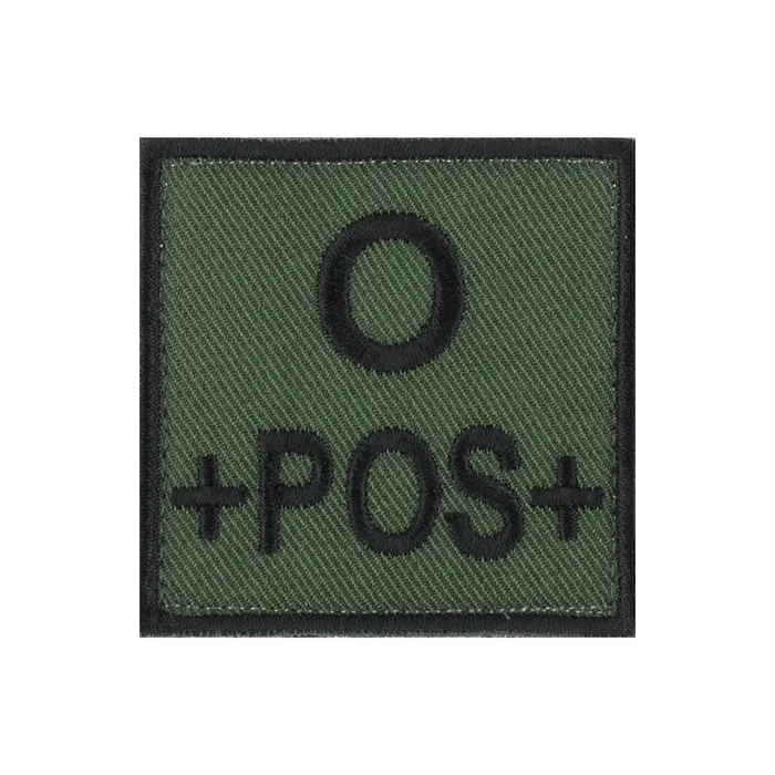 ECUSSON SOIE GROUPE SANGUIN O+POS+ NOIR SUR VERT ARMEE