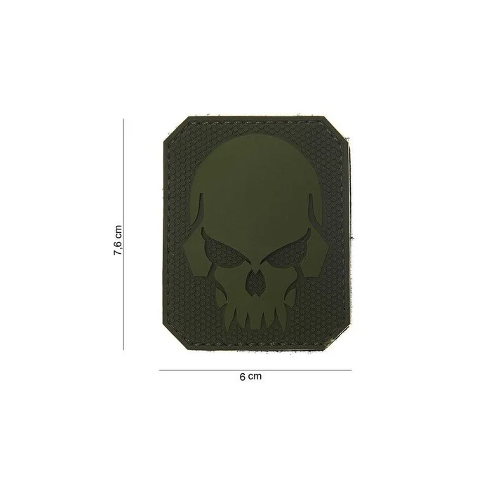 Écusson Tête de mort Vert PVC 3D Velcro