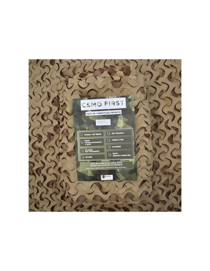 Filet de camouflage à la découpe Camo First (2m de large) – Beige clair/Beige foncé
