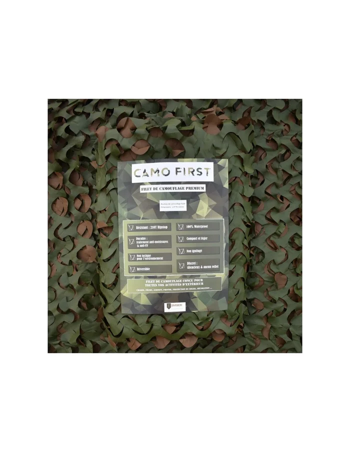 Filet de camouflage à la découpe Camo First (2m de large) – Vert/Marron