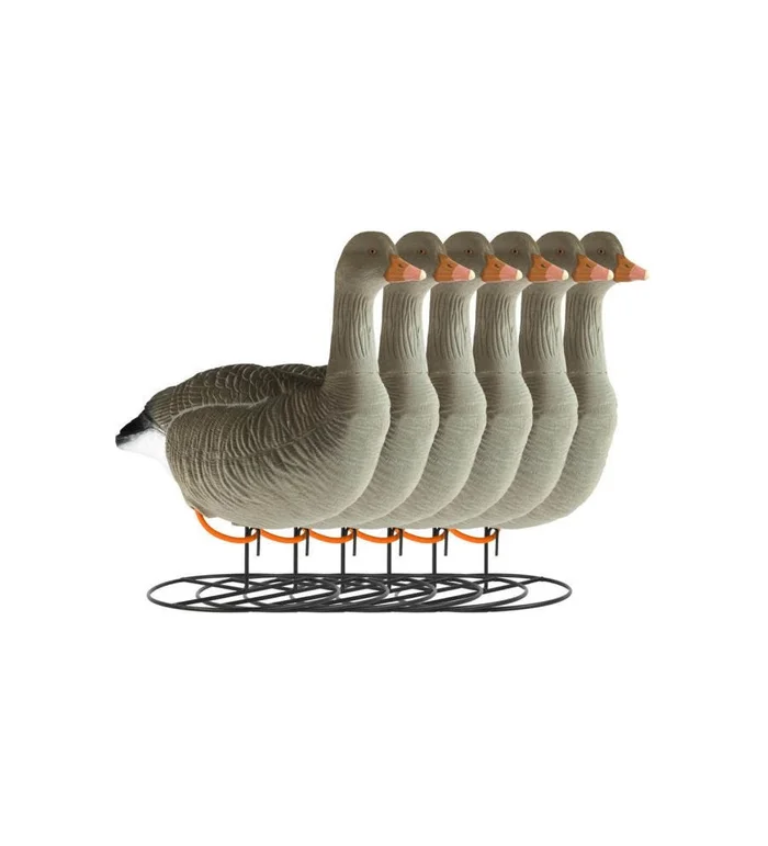 Forme d’oie cendrée sur pattes floquée guetteuse x6