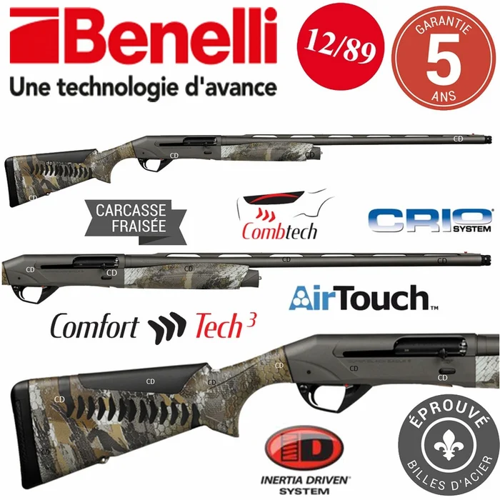 Fusil Benelli Super Black Eagle 3 Camo Cérakote Tungsten 12 /89 71cm