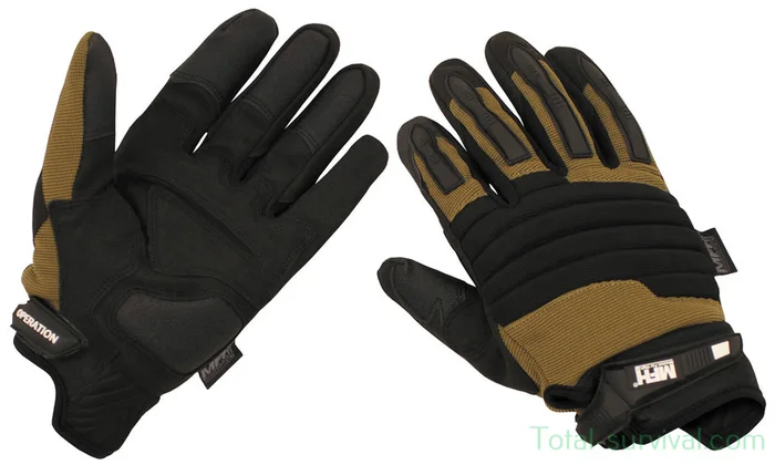 Gants tactiques MFH, « Operation », noir-coyote tan