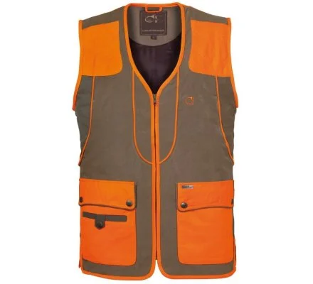 Gilet de chasse sans manches Tabac /Orange Cévrus Club Interchasse