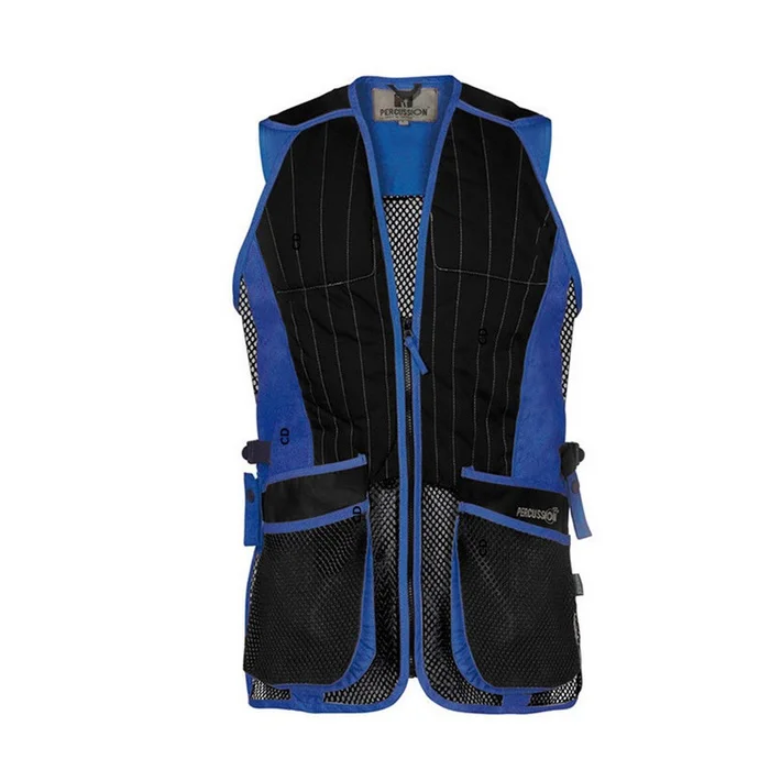 Gilet De Tir Homme Percussion Ambidextre Noir Bleu