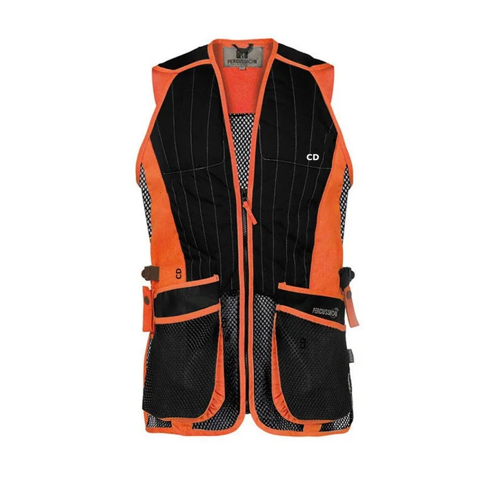 Gilet De Tir Homme Percussion Ambidextre Noir Orange