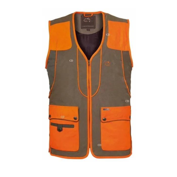 Gilet Homme Club Interchasse Cevrus Orange Et Tabac