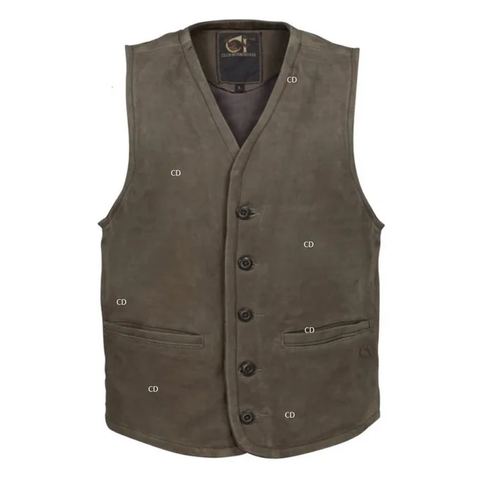 Gilet Homme Club Interchasse En Cuir Brice Marron