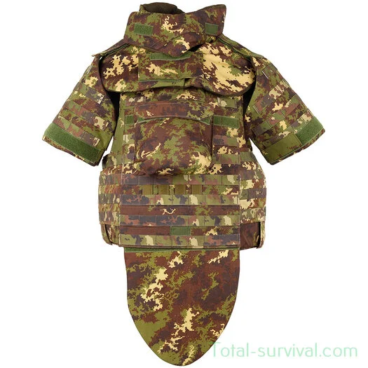 Gilet pare-balles italien NC4-09, avec charges d’armure souples en kevlar, camouflage vegetato
