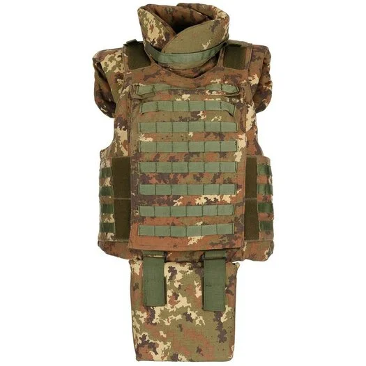 Gilet pare-balles italien NC4, avec charges d&rsquo;armure souples et dures en kevlar, kit complet,Vegetato camo