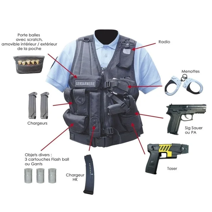 Gilet tactique d’intervention avec holster