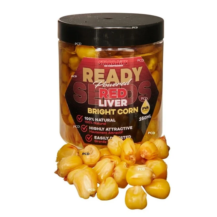 Graines Préparées Starbaits Maïs Ready Seeds Bright Corn Red Liver 250ML