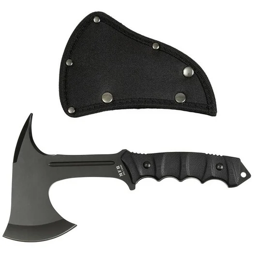 Hache MFH Compact Tomahawk « Comox » avec manche G10 et étui en nylon, noir