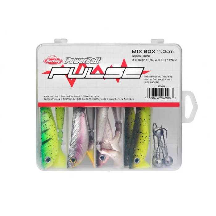 Kit Leurre Souple Pulse Shad Mixbox avec Tetes Plombees