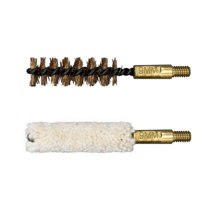 Lot de 2 brosses de nettoyage combinées pour arme calibre .38″/9 mm