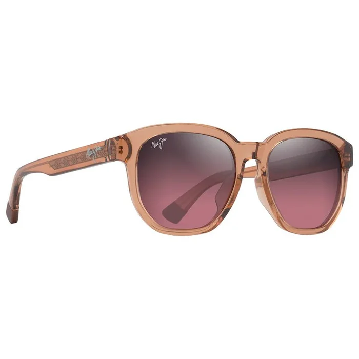 Lunettes de soleil Maui Jim Akahai Asian Fit Marron Clair Transparent Brillant Maui Rose Minéral Superthin