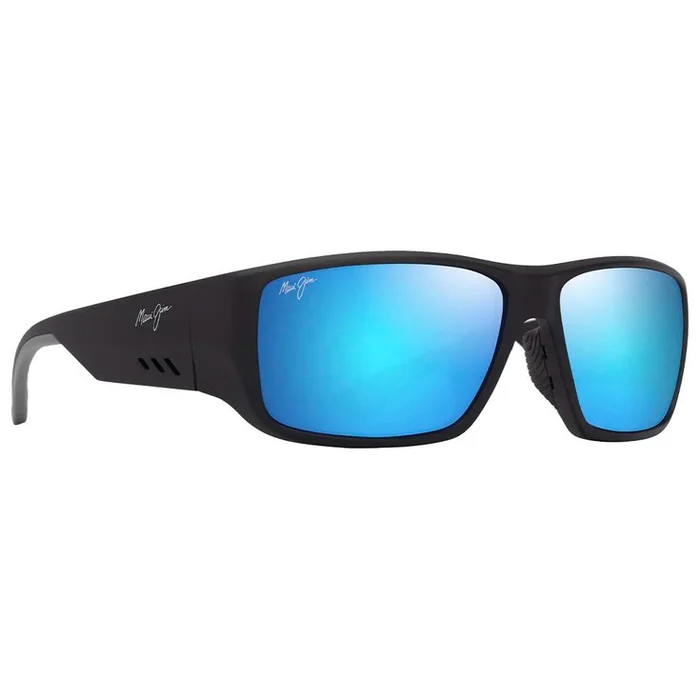 Lunettes de soleil Maui Jim Keha Asian Fit Noir Mat Bleu Hawaï Minéral SuperThin