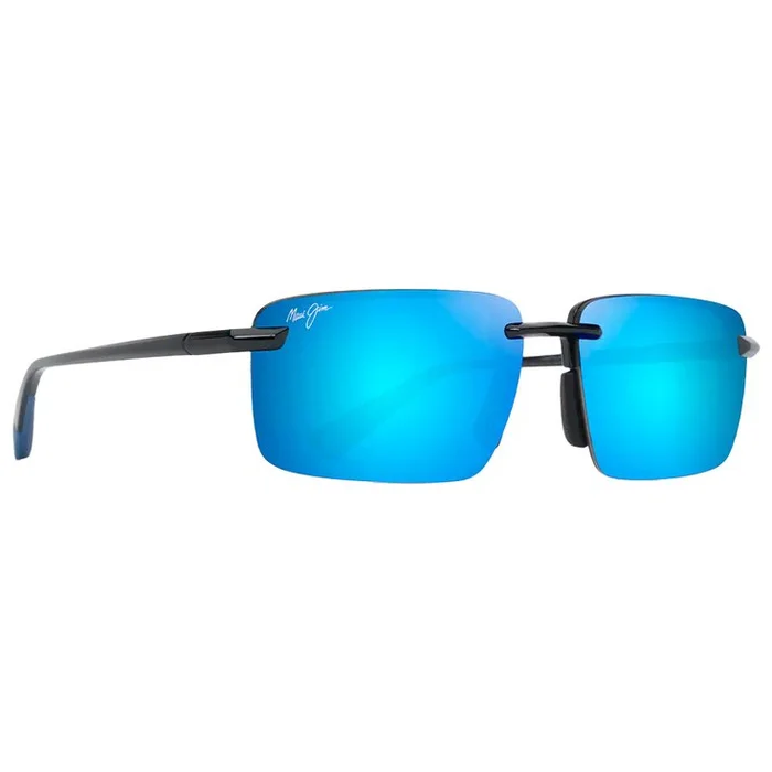 Lunettes de soleil Maui Jim Laulima Asian Fit Noir Brillant Bleu Blue Hawaii MauiPure