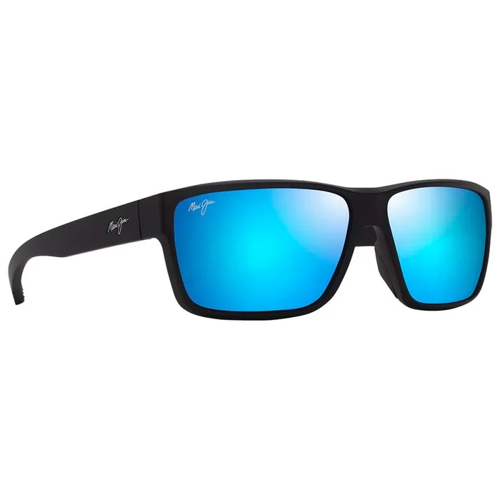 Lunettes de soleil Maui Jim Uila Noir Mat Bleu Hawaï Minéral Superthin