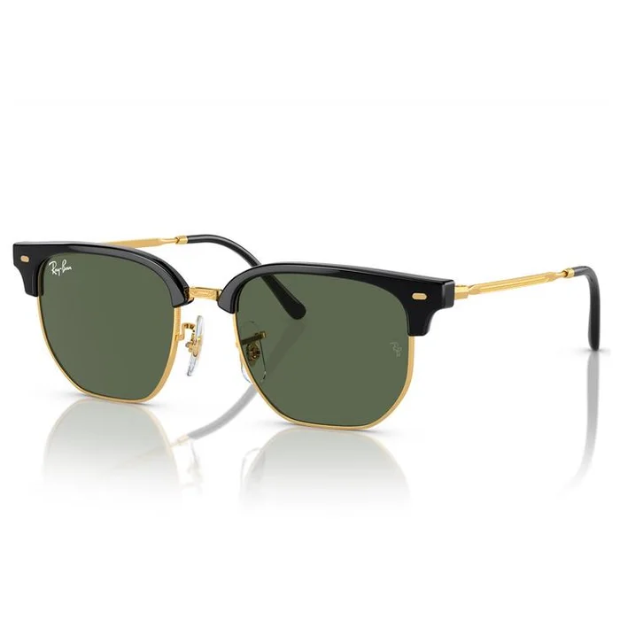 Lunettes de soleil Ray Ban New Clubmaster Kids Polished Black Gold Dark Green