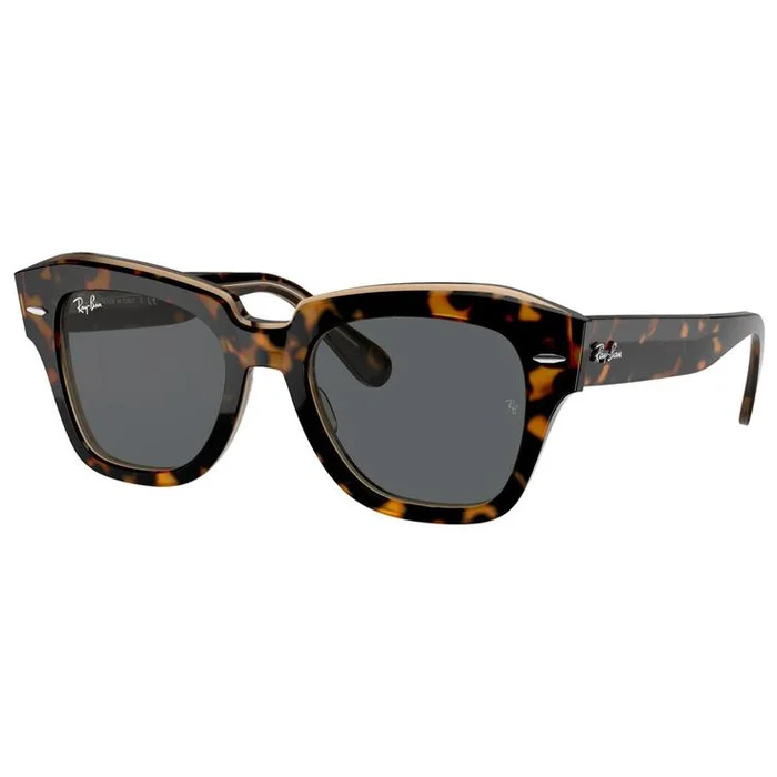 Lunettes de soleil Ray Ban RB2186 State Street Polished Havana Brown Transparent Dark Grey