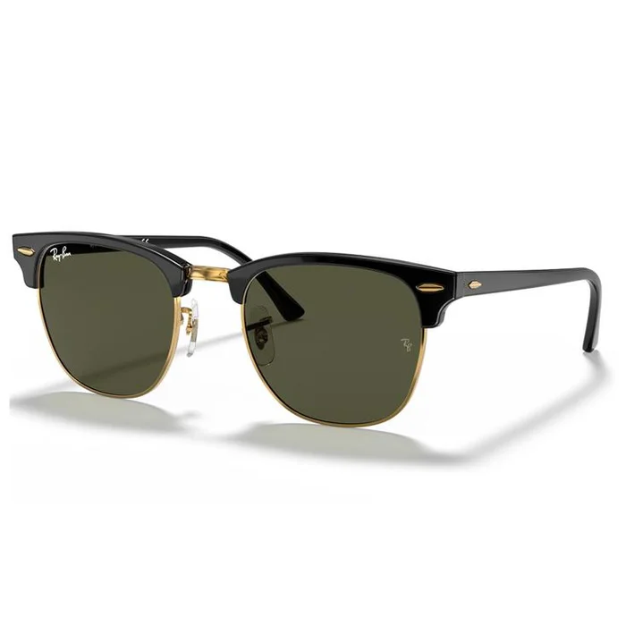Lunettes de soleil Ray Ban RB3016 Clubmaster Classic Polished Black Gold Green G-15