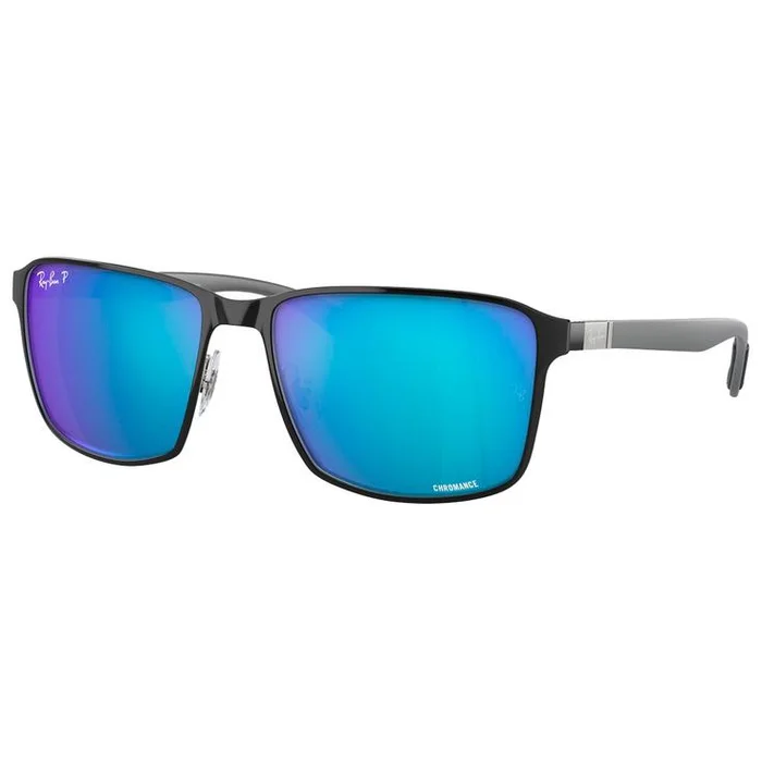 Lunettes de soleil Ray Ban RB3721 Polished Black Silver Chromance Polar Blue