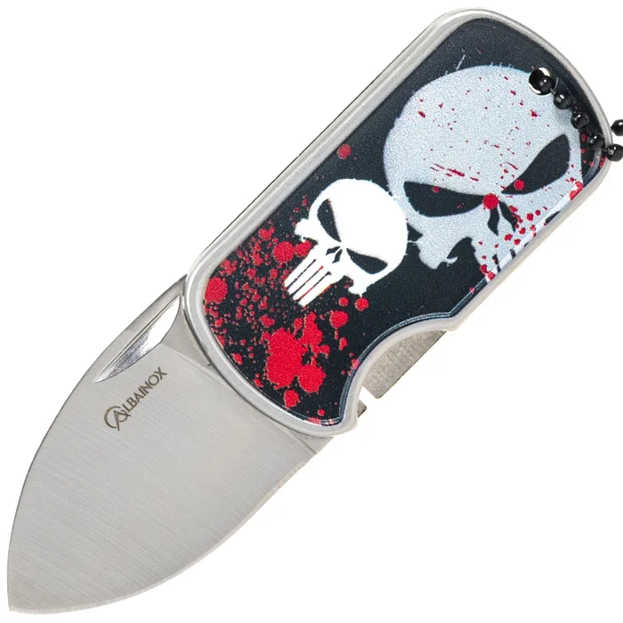 MA18742 ALBAINOX Couteau pliant 3D Crâne. Clip-pendentif