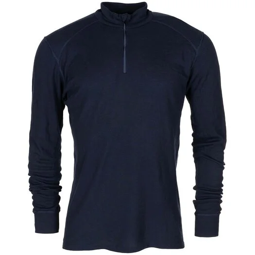 Maillot de corps thermique à manches longues Odlo avec col roulé et fermeture éclair, Bleu marine