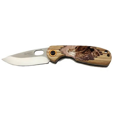 Manche en bois imprimé en 3D avec couteau aigle