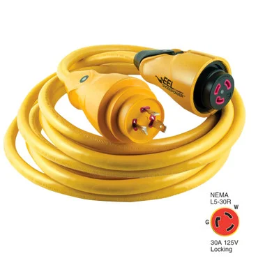 Marinco CS30-25 EEL Cordon d&rsquo;alimentation de quai 30A 125V – 25 pi – Jaune
