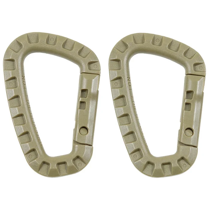 MFH 27531R mousqueton, plastique, coyote, D 7 mm x 8,5 cm, paquet de 2