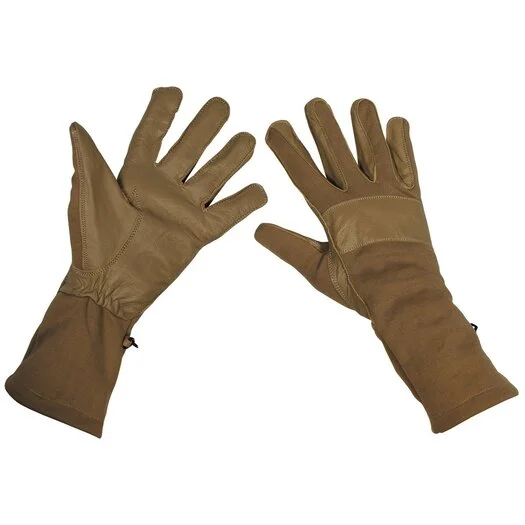 MFH Gants de combat Bundeswehr, manchette longue, paume en cuir, coyote tan