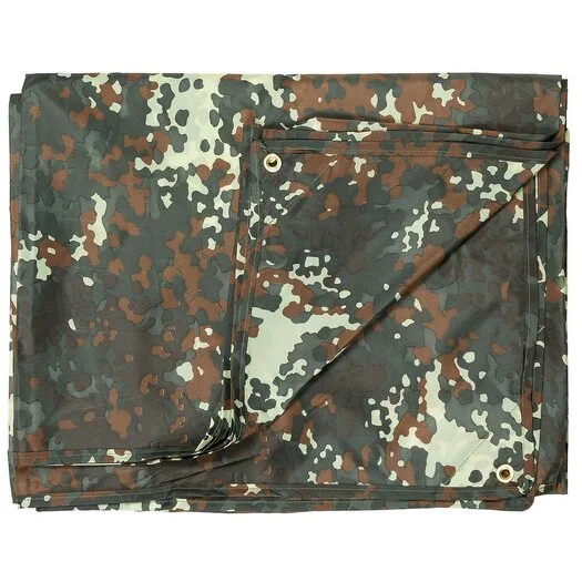 MFH Tarpaulin, 190T polyester, flecktarn, yeux en métal, 200 x 300CM