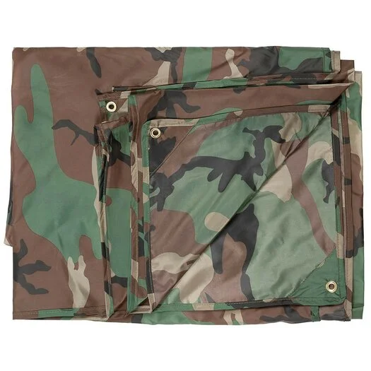 MFH Tarpaulin, 190T polyester, woodland camo, yeux en métal, 300 x 300CM