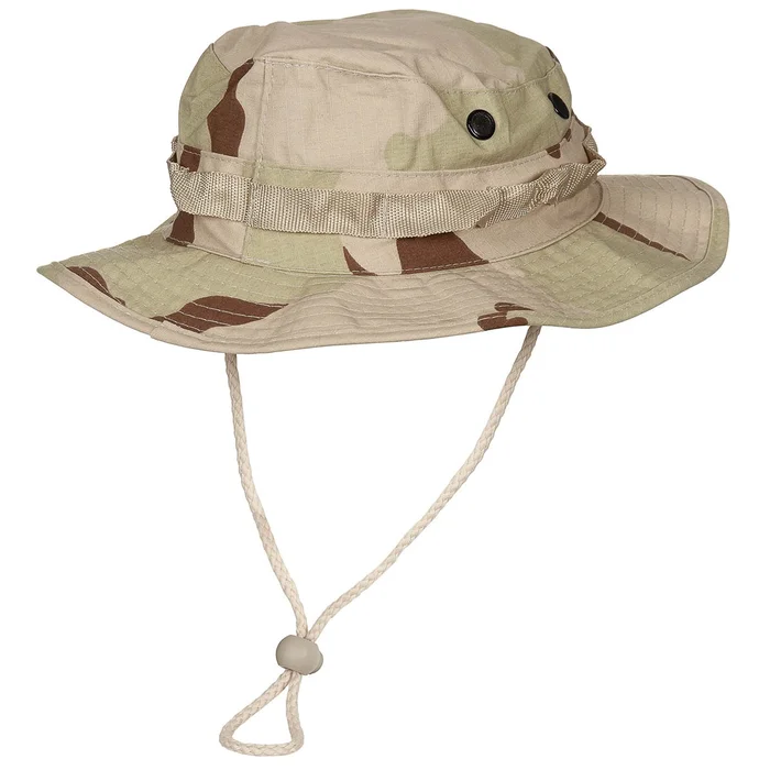 MFH10713ZL US GI Chapeau de brousse, mentonnière, GI Boonie, Rip Stop, 3 coul. desert TAILLE L