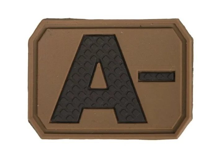 Mil-Tec patch velcro groupe sanguin « A Neg » 3D, dark coyote