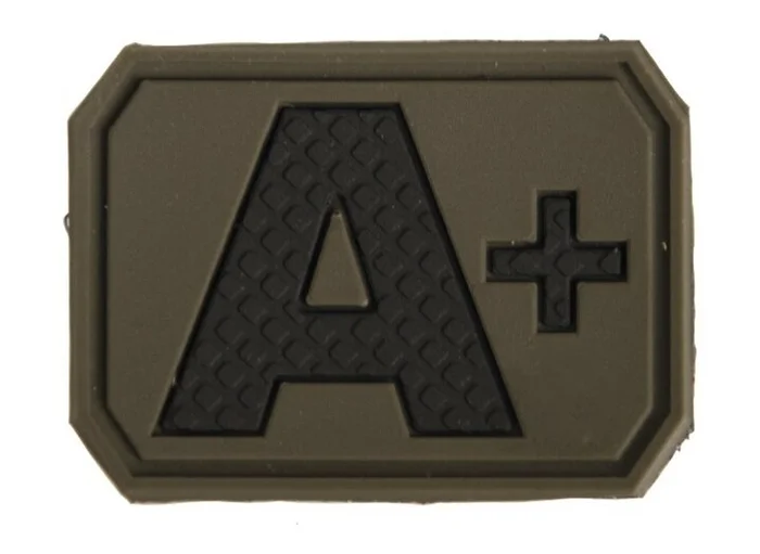 Mil-Tec patch velcro groupe sanguin « A Pos » 3D, vert olive