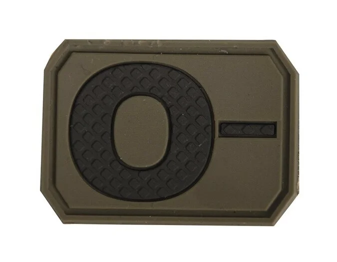 Mil-Tec patch velcro groupe sanguin « O Neg » 3D, vert olive