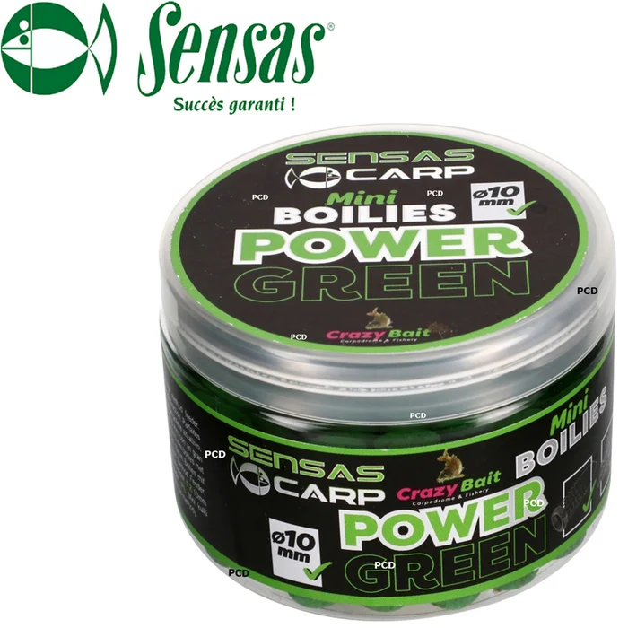 MINI BOUILLETTES SENSAS MINI BOILIES POWER GREEN 10MM 70G