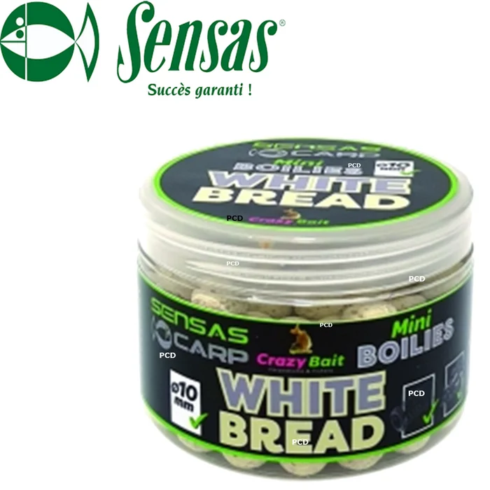 MINI BOUILLETTES SENSAS MINI BOILIES WHITE BREAD 10MM 70G