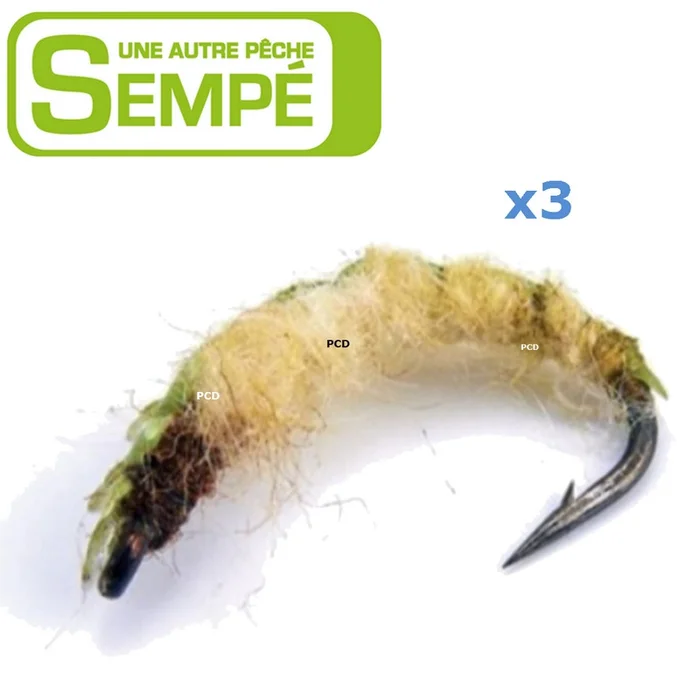 MOUCHE SEMPE LARVE CADDIS VERTE NON LESTEE PAR 3