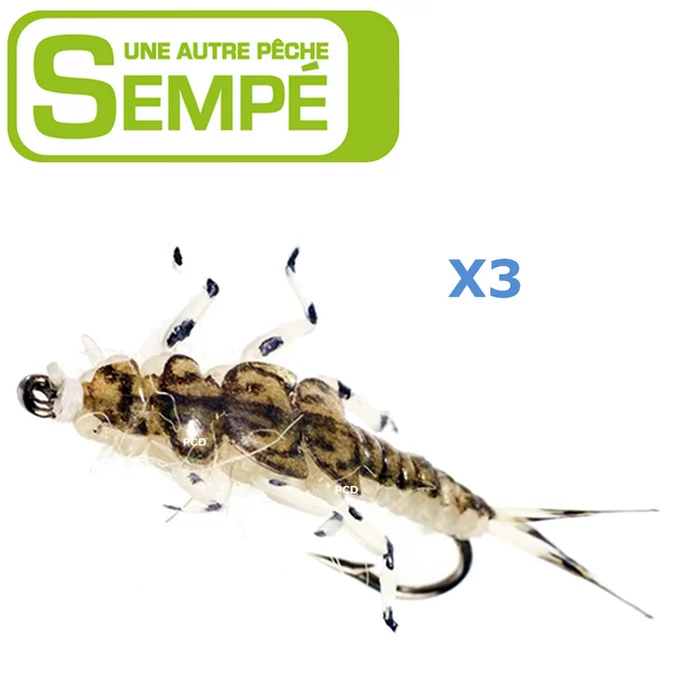 MOUCHE SEMPE NYMPHE PATRAQUE OLIVE NON LESTEE H10 PAR 3