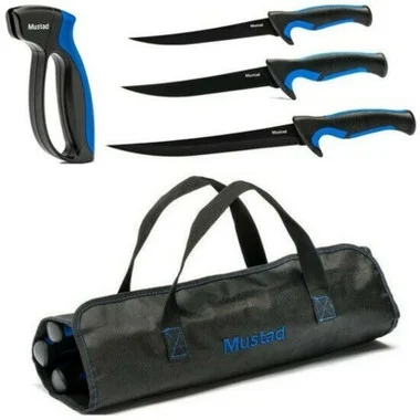 Mustad Blue 3 Knife Kit With Knife Sharpener – MT096