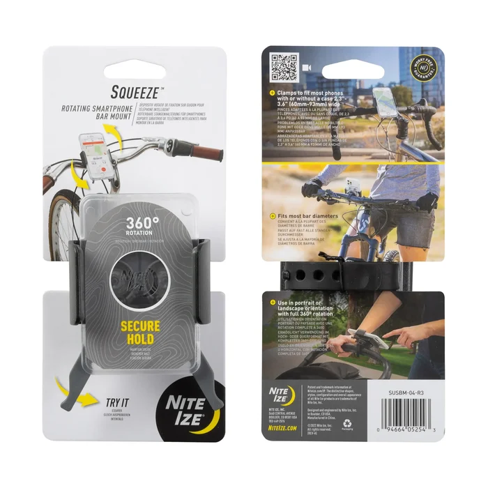 N05254 – Nite Ize Support téléphone rotatif transparent pour guidon Squeeze