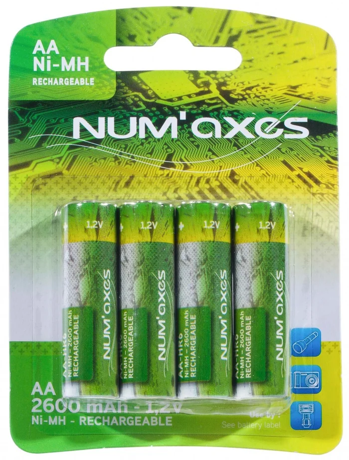 NUM880 – NUM’AXES x4 Piles AA Rechargeables 2600mAh 1,2V Ni-MH